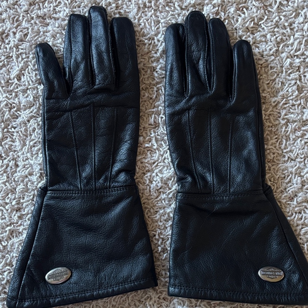 Harley-Davidson Black Leather Ladies' Gloves with Logo Tag